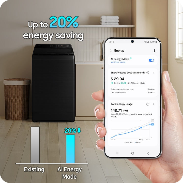 Samsung 14kg AI Wash EcoBubble Top Load Washing Machine with DIT Motor