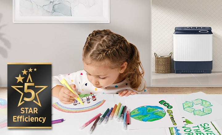 Samsung 10.5kg Semi-Automatic Washing Machine: Hexa Storm, Magic Mixer, 5-Star Energy