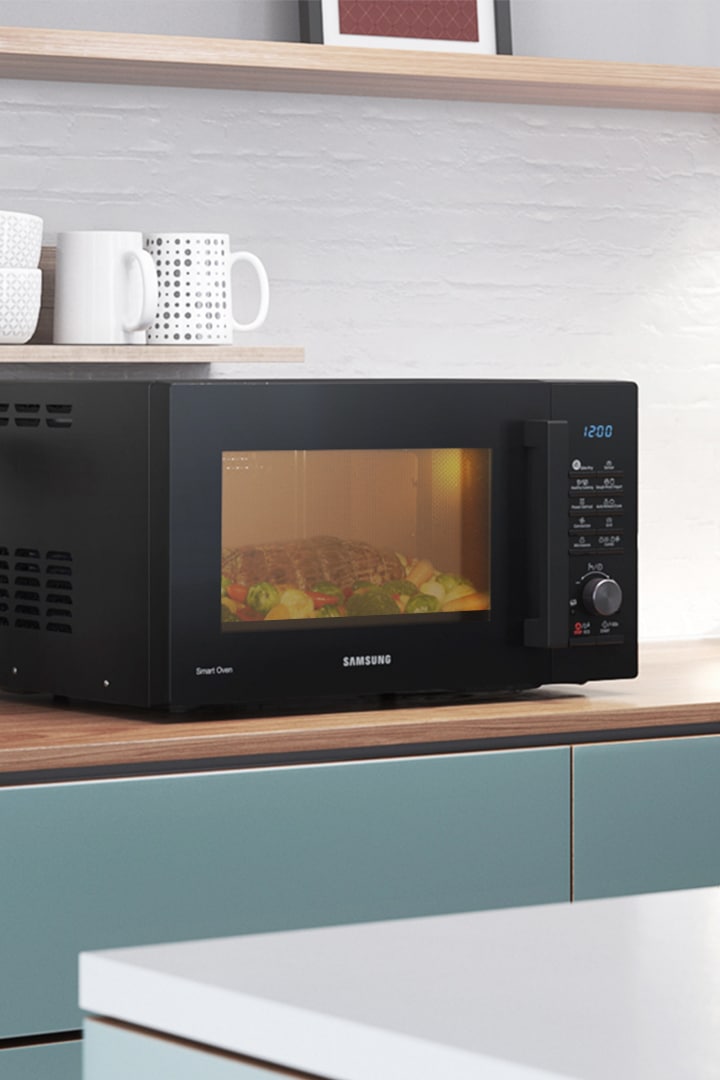 Samsung 28L Convection Smart Oven with Slim Fry, Sensor Cook, Ceramic Interior