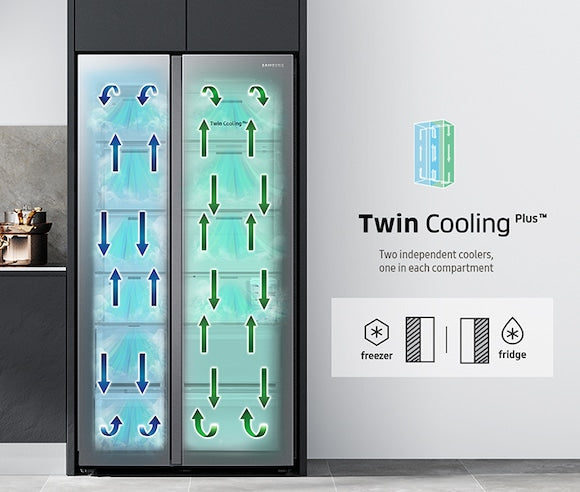 Samsung 615L Convertible 5-in-1 Family Hub Side-by-Side Refrigerator, Black DOI