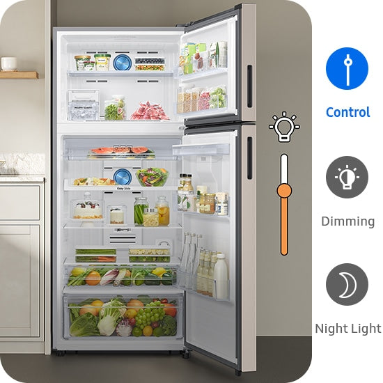 Samsung 530L Double Door Refrigerator: SmartThings AI Energy, Twin Cooling, Black Matt Finish