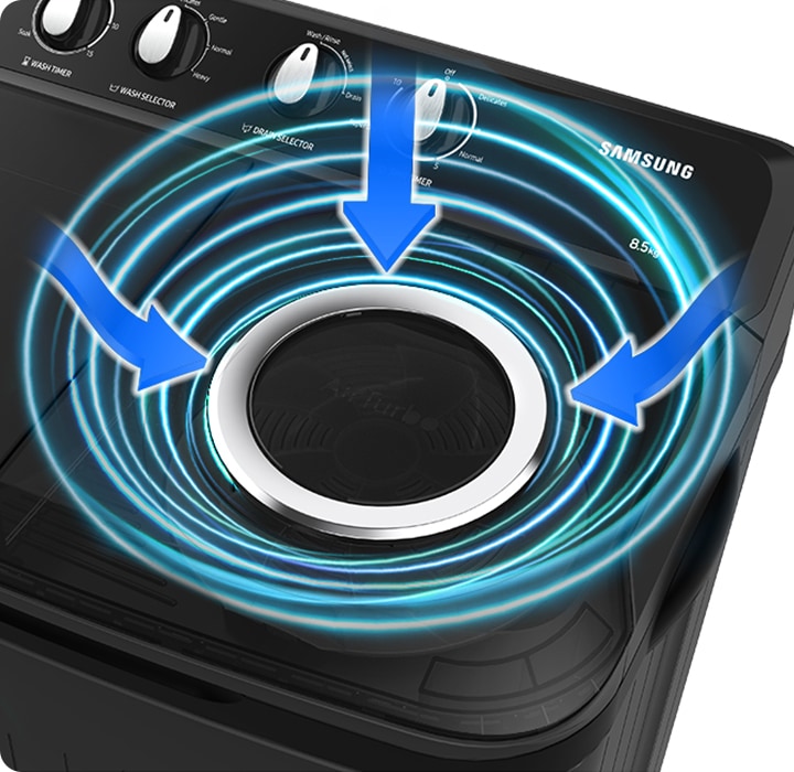 Samsung 8.5kg Semi-Automatic Twin Washer: 5-Star Energy, Hexa Storm Pulsator