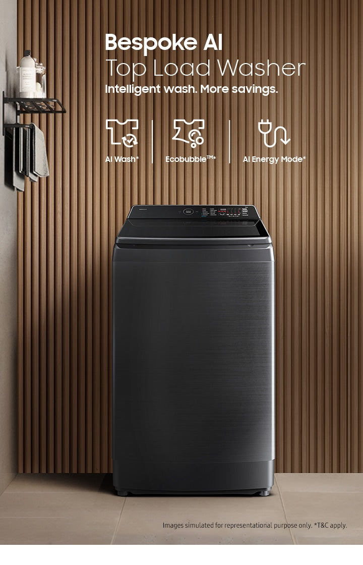 Samsung 14kg AI Wash EcoBubble Top Load Washing Machine with DIT Motor