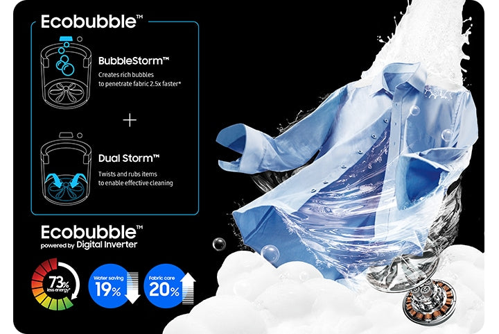 Samsung 7kg Ecobubble Digital Inverter Top Load Washing Machine, Gray WA70BG4441BYTL