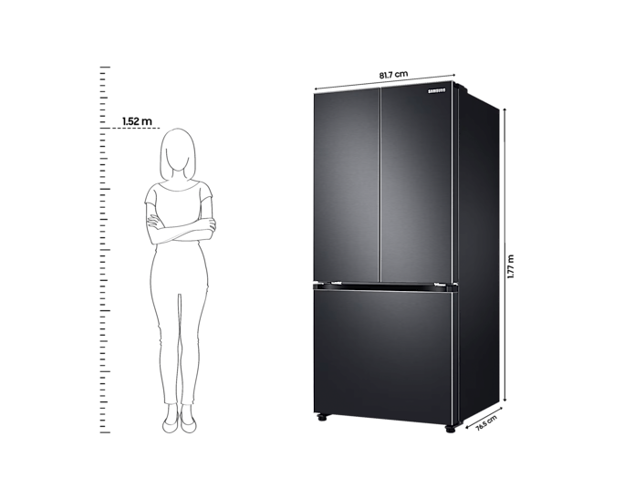 Samsung 550L Twin Cooling Plus French Door Refrigerator with Digital Inverter, Black