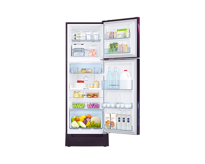 Samsung 236L Digital Inverter Double Door Refrigerator Base Stand Drawer Paradise Bloom Purple