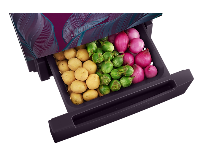 Samsung 236L Digital Inverter Double Door Refrigerator Base Stand Drawer Paradise Bloom Purple