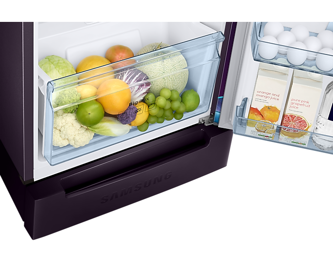 Samsung 236L Digital Inverter Double Door Refrigerator Base Stand Drawer Paradise Bloom Purple