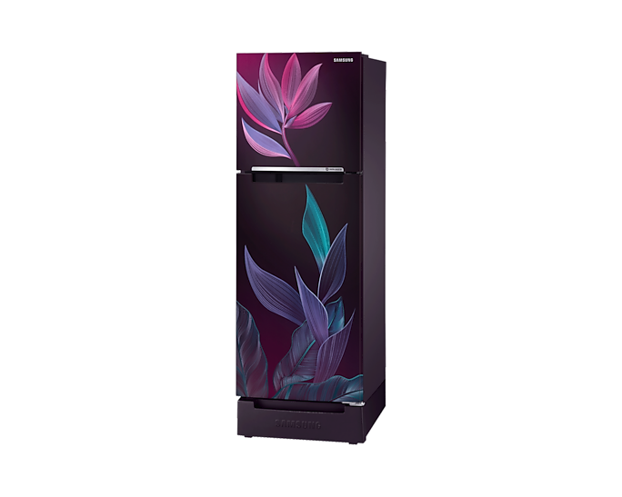 Samsung 236L Digital Inverter Double Door Refrigerator Base Stand Drawer Paradise Bloom Purple