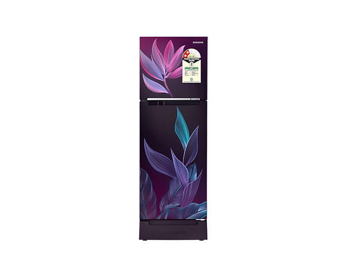 Samsung 236L Digital Inverter Double Door Refrigerator Base Stand Drawer Paradise Bloom Purple
