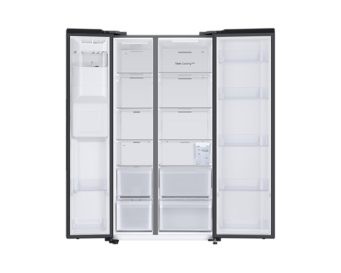 Samsung 633L Side-by-Side Refrigerator with Smart Conversion, Twin Cooling, Black Matt