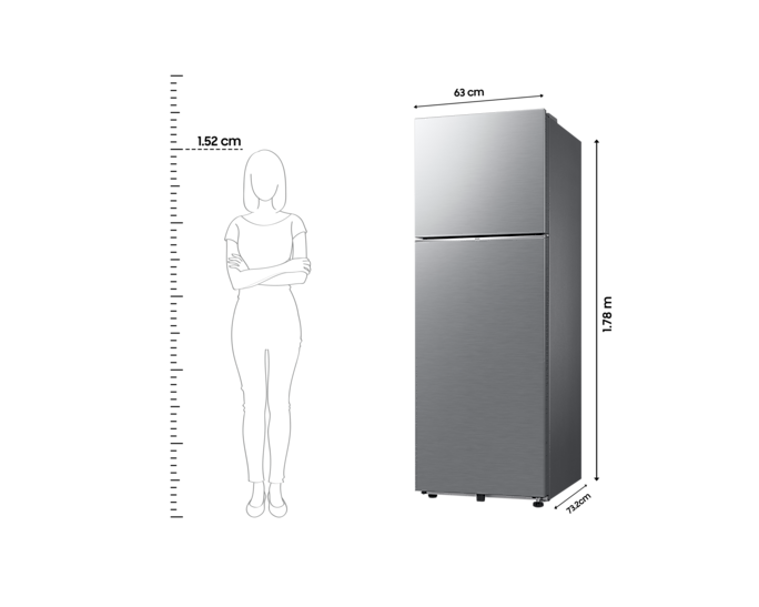 Samsung Bespoke AI 350L Double Door Refrigerator: Smart Convertible Twin Cooling, Black DOI