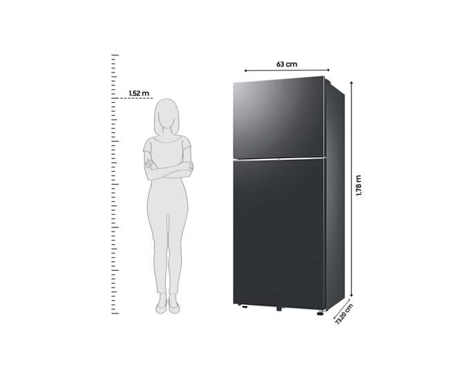 Samsung 350L Bespoke AI Double Door Refrigerator - Luxe Black, Smart Cooling