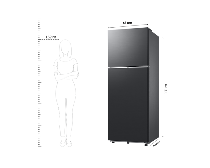 Samsung 330L Bespoke AI Double Door Refrigerator: Twin Cooling Plus, Black Matt