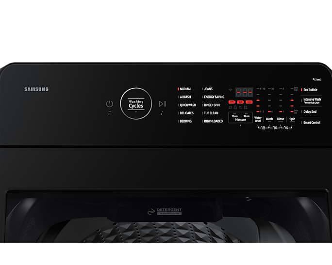 Samsung 10 kg AI Wash Ecobubble Top Load Washing Machine, Deep Charcoal