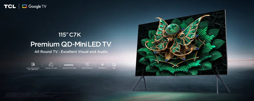 TCL 115-inch QD-MiniLED 4K Smart Google TV: Immersive Home Theatre Experience