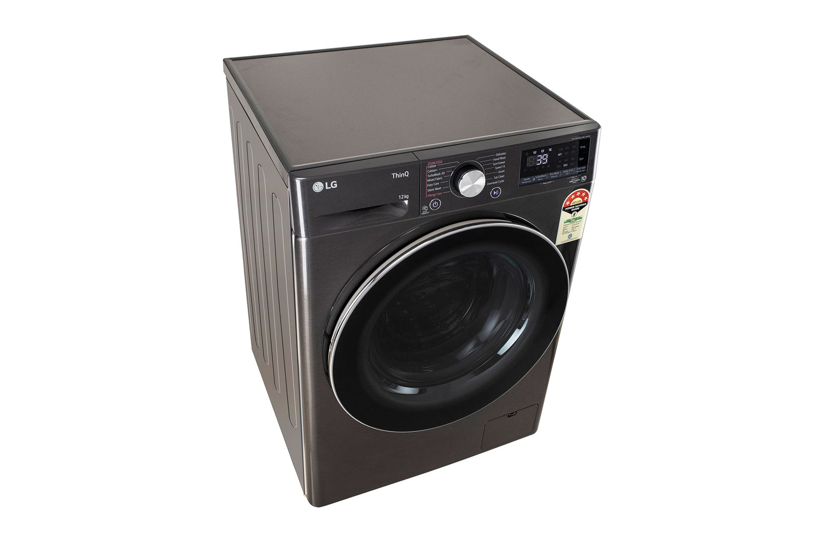 LG 12Kg AI Direct Drive Front Load Washing Machine with Steam+, TurboWash, Platinum Black