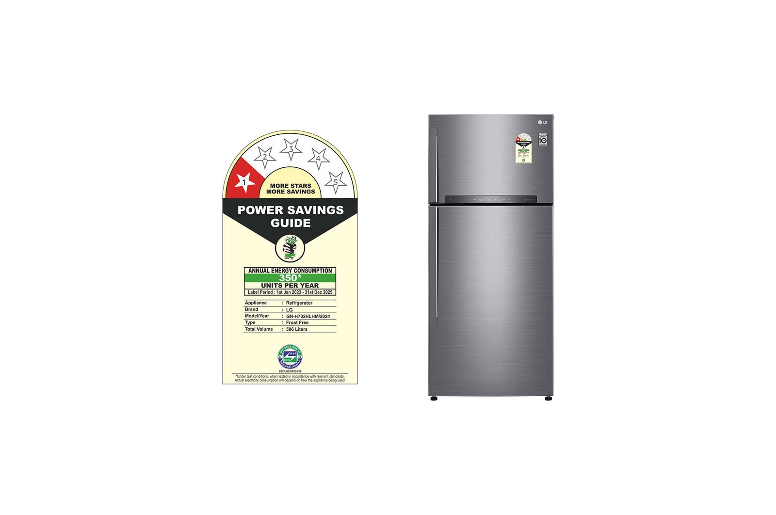 LG 506L Smart Inverter Wi-Fi Frost-Free Double Door Refrigerator - Shiny Steel