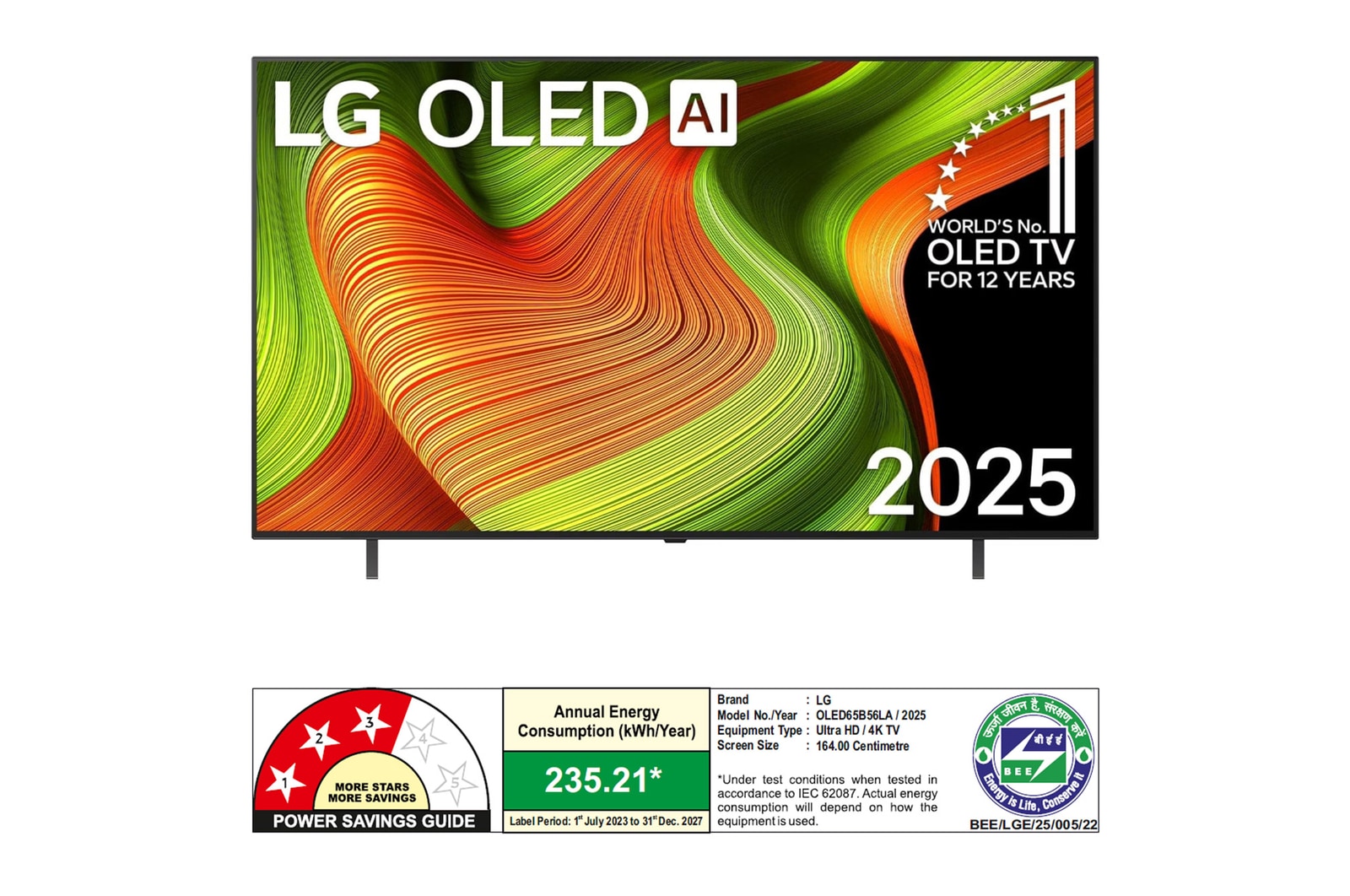 LG 164 cm (65-inch) OLED AI B5 4K Smart TV, α8 Gen2 Processor