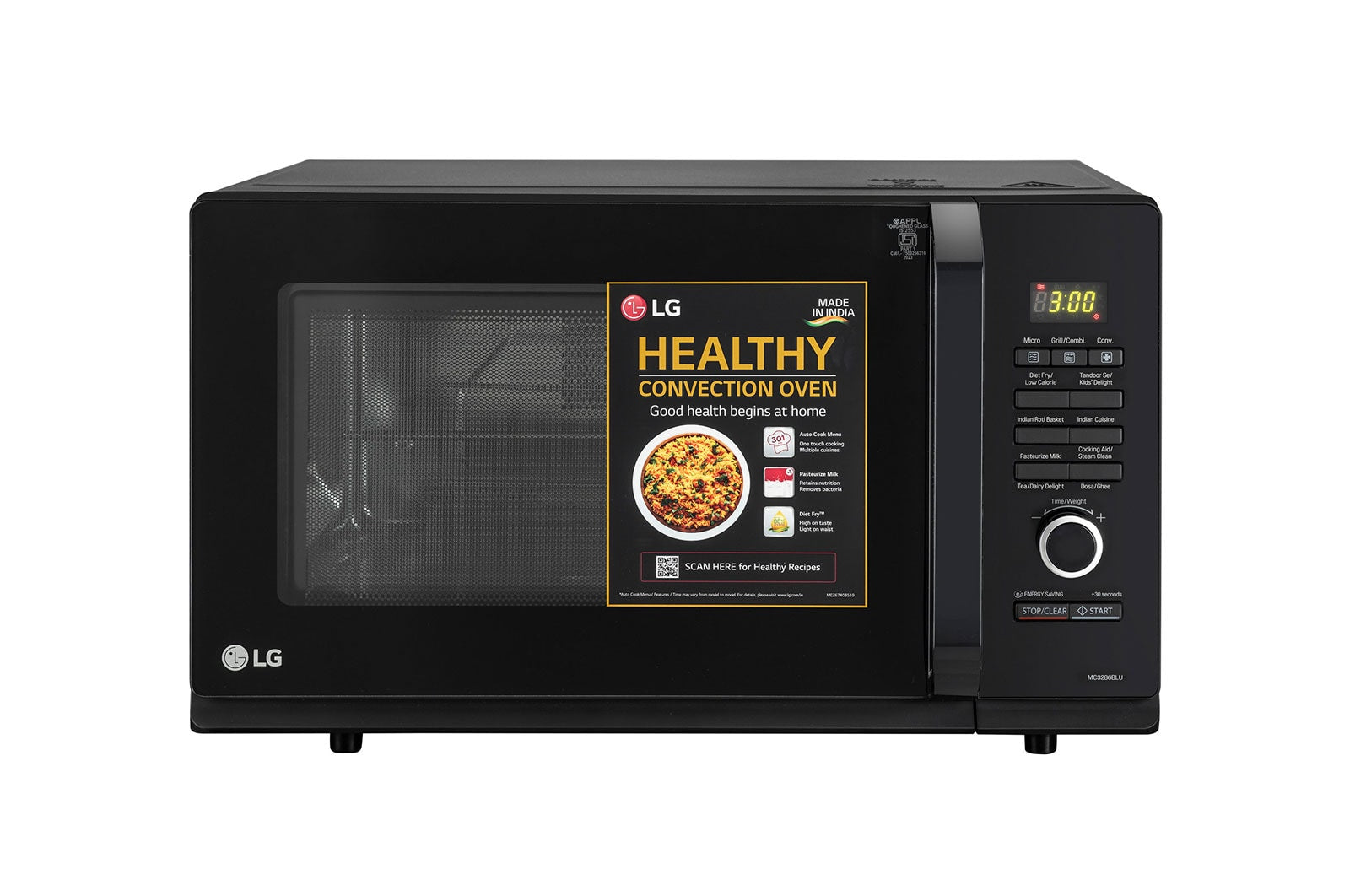 LG 32L Convection Microwave Oven with Diet Fry, Motorised Rotisserie & Steel Cavity