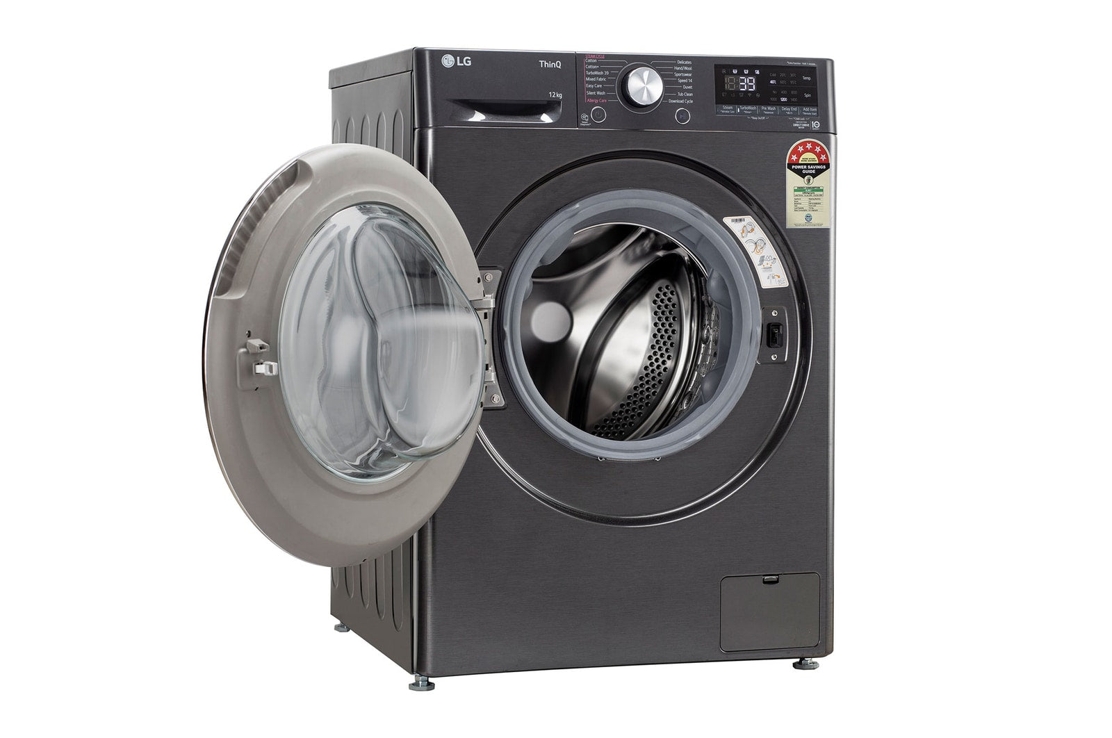 LG 12Kg AI Direct Drive Front Load Washing Machine with Steam+, TurboWash, Platinum Black