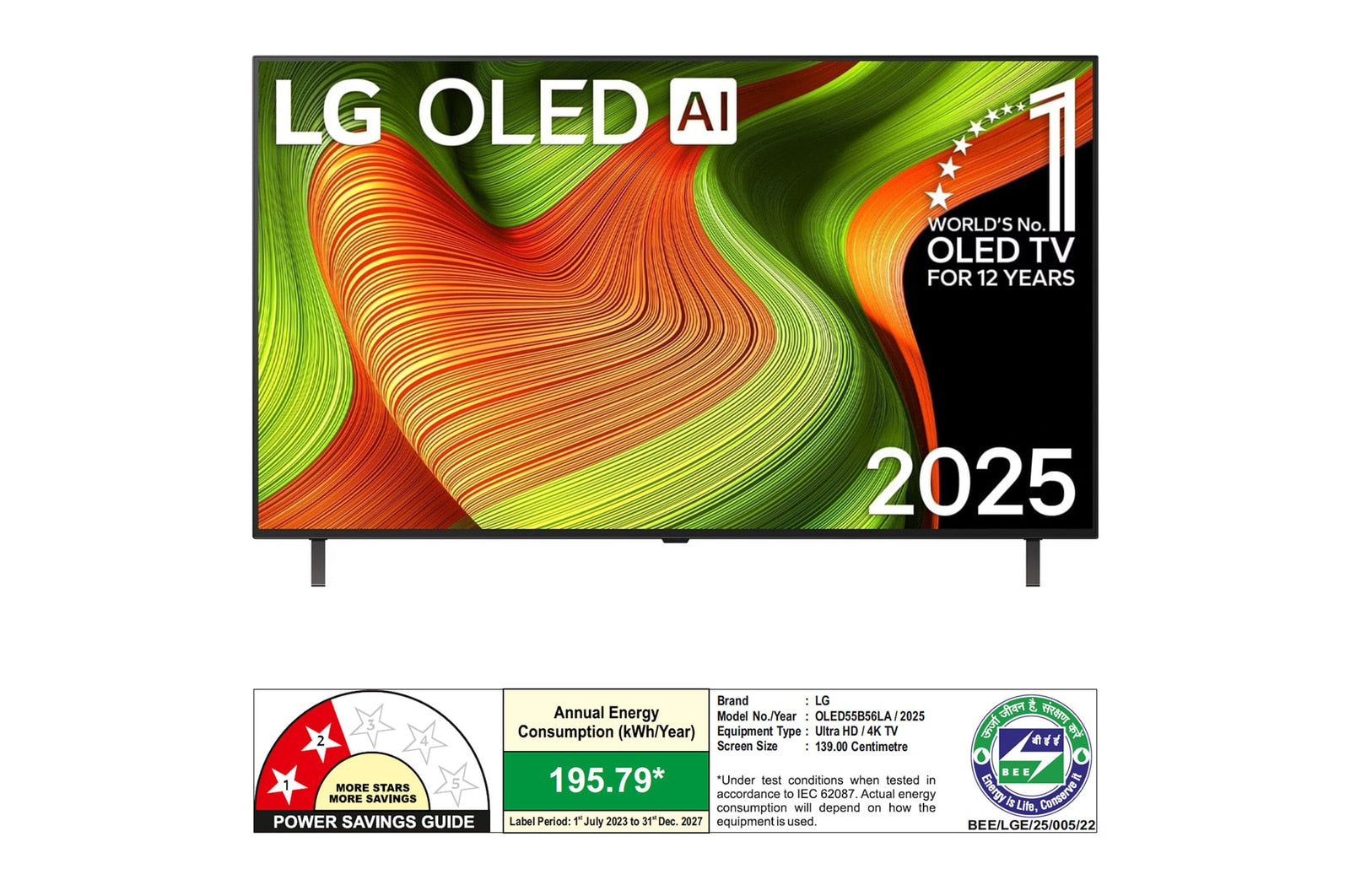 LG OLED55B56LA 55‑Inch 4K AI‑Powered Smart TV with Alpha 8