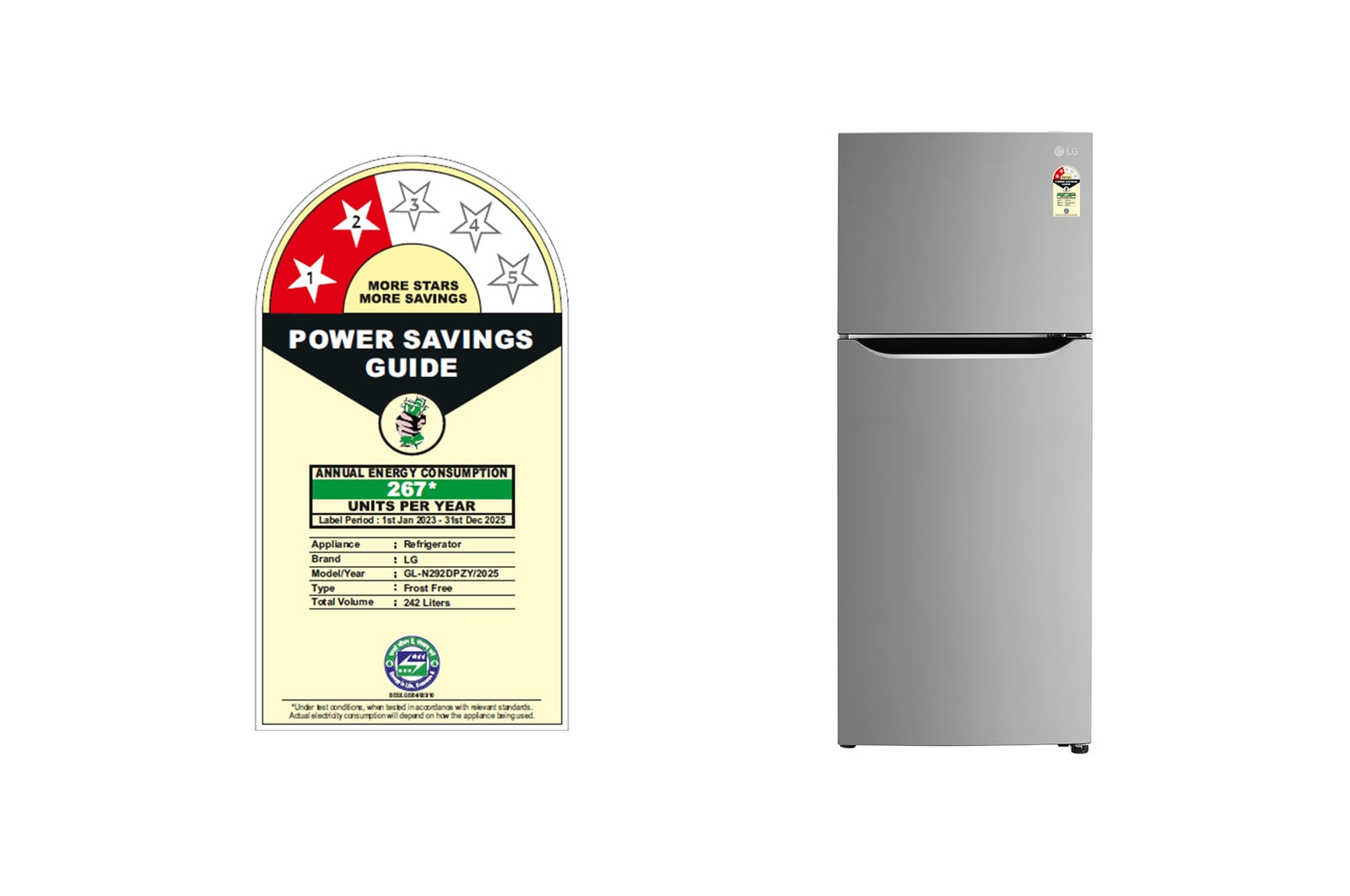 LG 242L Smart Inverter Frost Free Double Door Refrigerator, Multi Air Flow, Moist 'N' Fresh