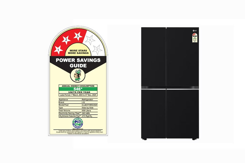 LG 650L Smart Convertible Side-by-Side Refrigerator with Inverter Compressor, Western Black