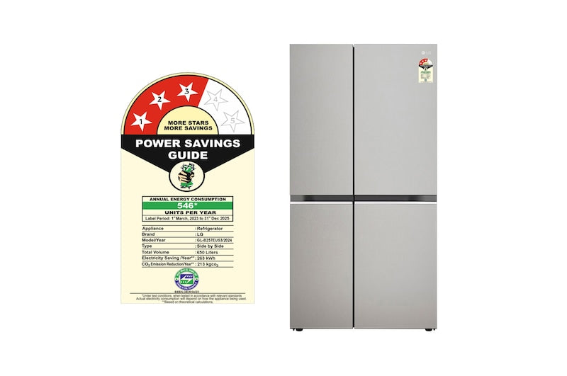 LG 650L Smart Inverter Side-by-Side Refrigerator: Wi-Fi, DoorCooling+, Urban Steel Finish