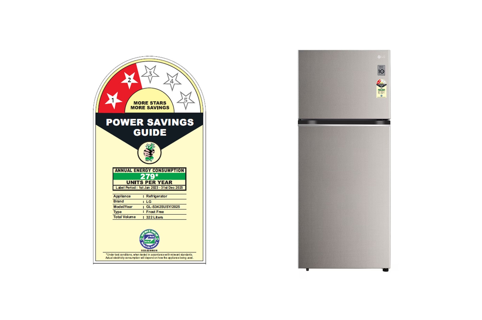 LG 322L Smart Inverter Double Door Refrigerator, Convertible, Urban Steel