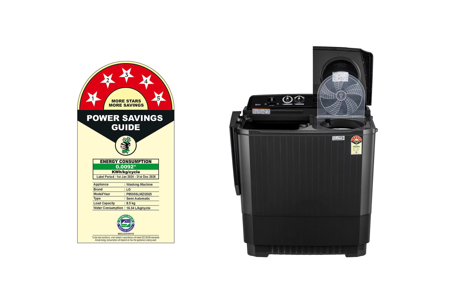 LG 8.5kg Semi-Automatic Top Load Washing Machine with Roller Jet Pulsator