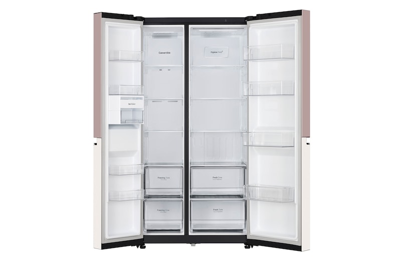 LG 650L Wi-Fi Convertible Side-by-Side Refrigerator, DoorCooling+™, Clay Pink Tango