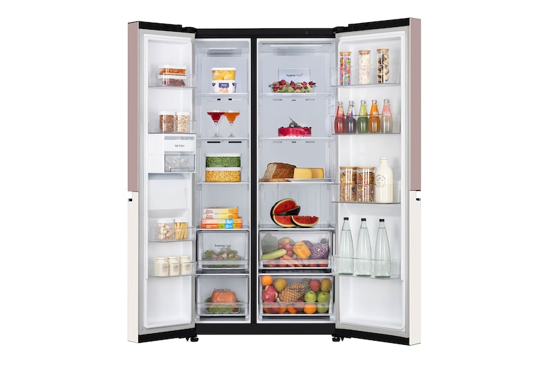 LG 650L Wi-Fi Convertible Side-by-Side Refrigerator, DoorCooling+™, Clay Pink Tango