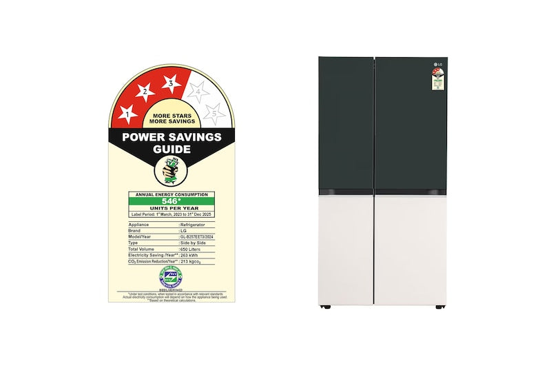 LG 650L Smart Side-by-Side Refrigerator with Wi-Fi Convertible, DoorCooling+, Emerald Tango