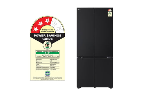 LG 574 L French Door Refrigerator with Fresh Converter+ Wi-Fi & DoorCooling+ Black Mirror Glass (GV-B23FFGMB)